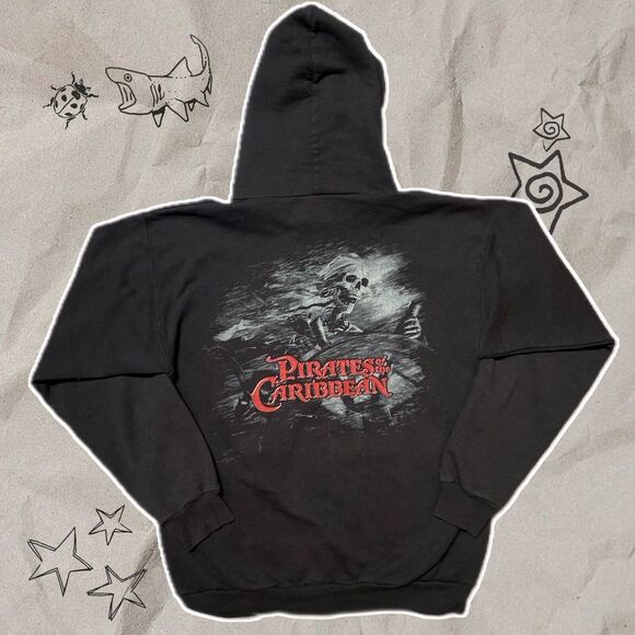 Disney Pirates of the Caribbean Skull Zip Up Jacket Black - Size S - Picture 1 of 2